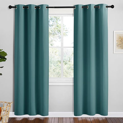 NICETOWN Sea Teal Blackout Curtains 78 inches Length for Bedroom, 2 Panels, 42" Wide, Thermal Insulated Decoration Drapes for Office Window