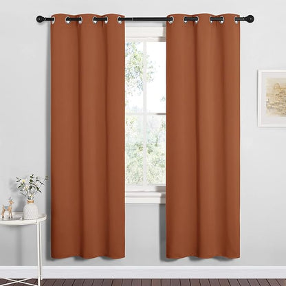 NICETOWN Blackout Curtain Panels for Girls Room, Nursery Essential Thermal Insulated Solid Grommet Top Blackout Drapes (Burnt Orange, 1 Pair, 34 x 72 inches)