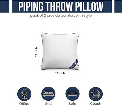 Utopia Bedding Throw Pillow Inserts (Pack of 2, White), 12 x 12 Inches Decorative Indoor Pillows for Sofa, Bed, Couch, Cushion Sham Stuffer