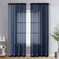 OVZME 2 Panels Sheer Window Curtain Panels 96" Length for Bedroom, Top Rod Pocket Design Window Treatment for Living Room, 42W x 96L inches, Navy Blue