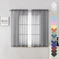 Lecloud Charcoal Grey Sheer Curtains 54 Inch Length 2 Panels, Light Filtering Voile Drapes for Kitchen Bedroom, Farmhouse Rod Pocket Living Room Short Curtains, 40 W x 54 L Inches