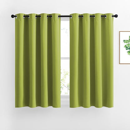 NICETOWN Fresh Green Draperies Curtain Panels - Thermal Insulated Solid Grommet Blackout Curtains/Panels/Drapes for Living Room(Fresh Green, 1 Pair, 46 by 54-Inch)