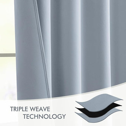 MIULEE Light Blue Back Tab Blackout Curtains 120 Inch Long 2 Panels Set for Bedroom, Rod Pocket/Pinch Pleated Extra Long Thermal Insulated Living Room Darkening Light Blocking 10FT Drapes