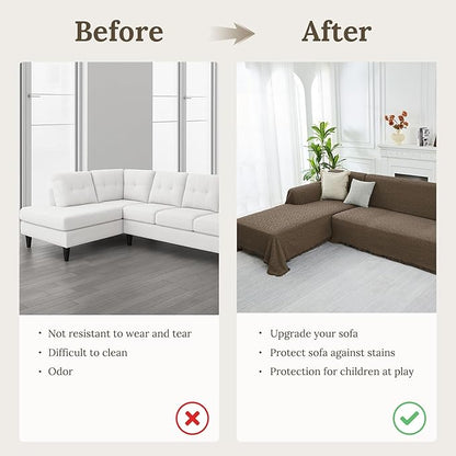 HOMERILLA Sectional Couch Covers for Sectional Sofa L Shaped Sofa Cover Blanket 2 Pieces L Shape Furniture Protector for Pets Dogs(Taupe, XX-Large)