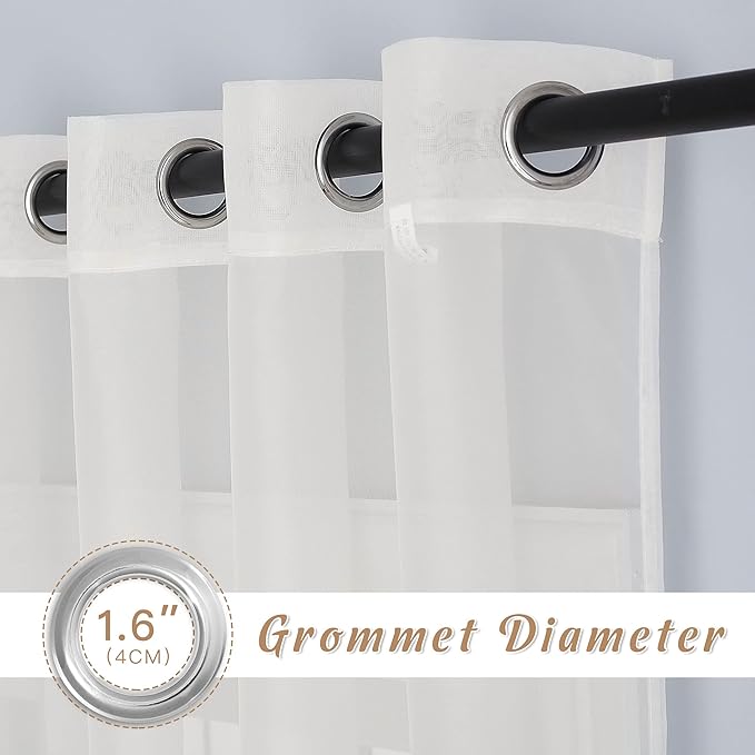 NICETOWN Sheer Window Curtains 72 inches Long, Silver Grommet Light Filtering Window Drapes Airy & Breathable Living Room Voile Panels for Flat/Apartment, Beige, 108" W Total 2 Pieces