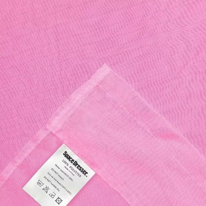 SpaceDresser Basic Rod Pocket Sheer Voile Window Curtain Panels Pink 1 Pair 2 Panels 52 Width 90 Inch Long for Kitchen Bedroom Children Living Room Yard（Pink, 52W x 90L）