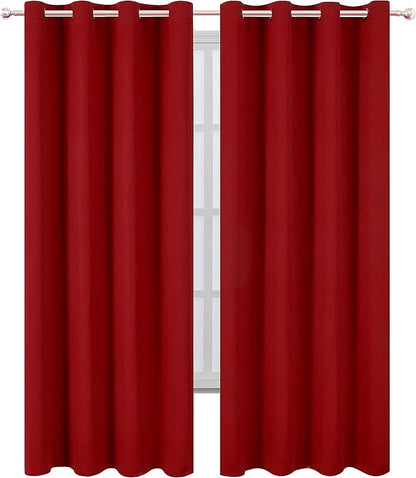 LEMOMO Red Curtains 52 x 84 Inch Long/Blackout Curtains Set of 2 Panels/Room Darkening Thermal Insulated Bedroom Curtains Drape