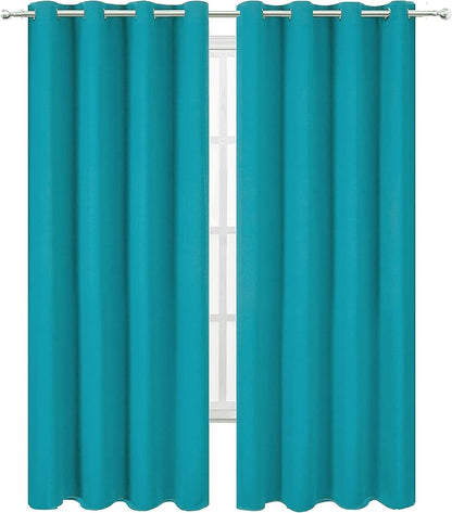 LEMOMO Blackout Curtains 66 x 84 inch/Teal Curtains Set of 2 Panels/Thermal Insulated Room Darkening Bedroom Curtains