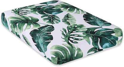 hyha Printed Couch Cushion Covers, Floral Sofa Covers Washable for 2 Cushion Couch, Stretch Pattern Outdoor Cushion Covers for Patio Furniture with Elastic Bottom(Medium, Monstera Deliciosa)