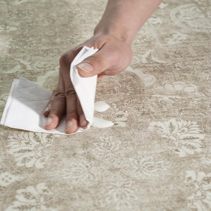 2'6"x14' Washable Hallway Runner Rug - Non Slip Kitchen Runner Rugs with Rubber Backing Vintage Low-Pile Carpet Runners for Entryway Dining Room Laundry Room Home Decor (Beige)