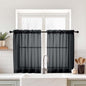 Black Sheer Curtains Tier 30 Inches Length 2 Panels Set, Light Filtering Lightweight Soft Window Treatments Drapes, Cute Elegant Cafe Curtains for Nursery, Dual Rod Pocket, 2x42Wx30L Inches