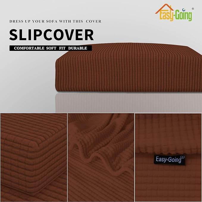 Easy-Going Stretch Cushion Cover Sofa Cushion Furniture Protector Sofa Seat Sofa slipcover Sofa Cover Soft Flexibility with Elastic Bottom(Oversized Sofa Cushion, Coffee)