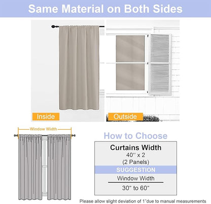 Simplebrand Ava Stone Blackout Curtains for Bedroom 90 Inches Long 2 Panels Set, Solid Privacy Energy Saving Living Room Window Treatment Curtains Blackout Drapes, W40 x L90 Inch, Stone