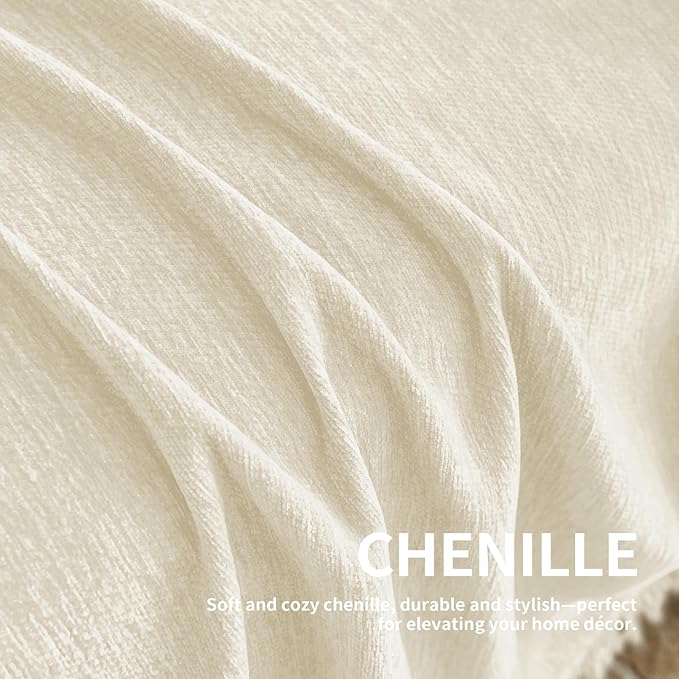 Couch Cover for Dogs, Boho Sofa Covers for 3 Cushion Couch, Chenille Sofa Slipcover for Pets Washable, L-Shape Sectional Couch Loveseat Cover Soft Throw Blankets with Tassels(71x134,Cream)