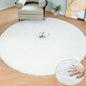 ORINOVA White Fluffy Round Rug 5ft for Bedroom Circle Faux Rabbit Washable Fur Area Rugs for Living Room Nursery Rug