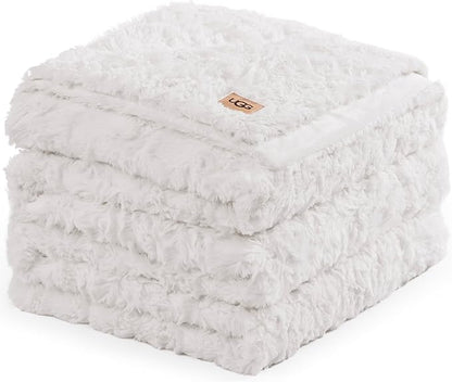 UGG Adalee Faux Fur King Blanket, Double-Sided Fluffy Blanket, Cozy Oversized Throw for Couch, Washable Bedding for California King Bed, Luxury Home Decor, 110" x 90", Natural White