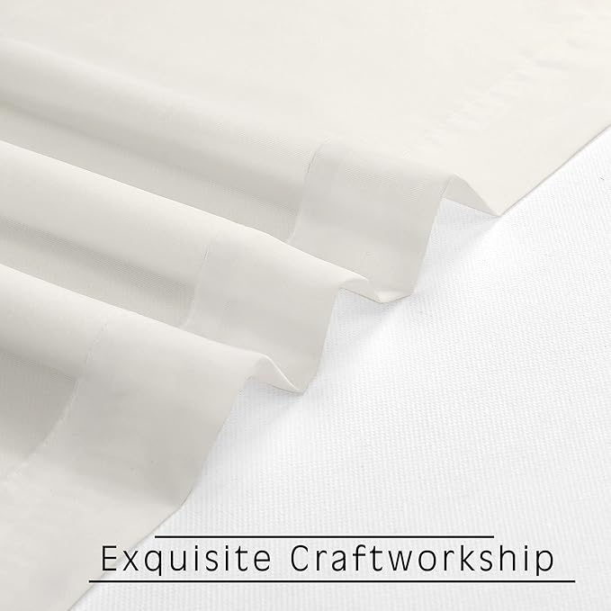 OVZME Sheer Curtains Ivory 45 inches Long Kitchen Curtains, Rod Pocket Clean Selvedge Voile Window Treatments, 2 Panels=84 Inches Width.