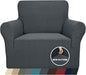 ZNSAYOTX 1 Piece Jacquard Chair Slipcovers for Living Room High Stretch Chair Covers with Arms Anti Slip Pets Friendly Couch Sofa Armchair Cover Furniture Protector (Chair, Dark Grey)