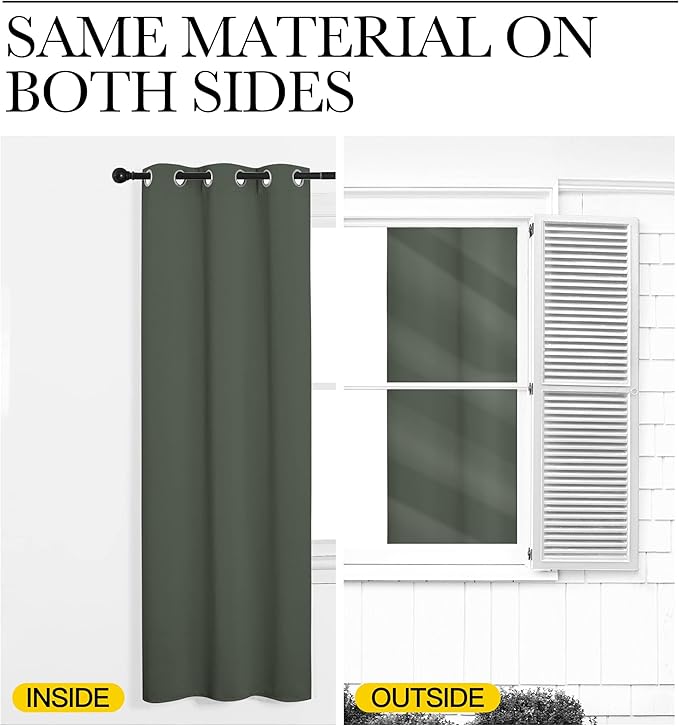 NICETOWN Dark Mallard Blackout Draperies Curtains, 55 inches Wide by 108 inches Long, Pair of Grommet Top Thermal Insulated Blackout Decorative Curtains for Thanksgiving Day & Christmas Decor