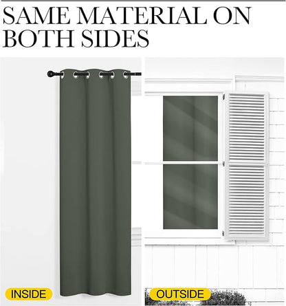 NICETOWN Dark Mallard Blackout Draperies Curtains, 55 inches Wide by 108 inches Long, Pair of Grommet Top Thermal Insulated Blackout Decorative Curtains for Thanksgiving Day & Christmas Decor