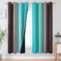 Estelar Textiler Teal and Brown Ombre Blackout Curtains 72 Inches Length for Bedroom, Thermal Insulated Full Light Blocking Grommet Gradient Blackout Drapes for Living Room, 52Wx72L, 2 Panels