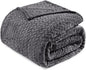 Exclusivo Mezcla Fleece Twin Size Blanket for Bed, 60x80 Inches Soft Cozy Jacquard Flannel Blankets, Lightweight Fuzzy Plush Warm for Women, Dark Grey