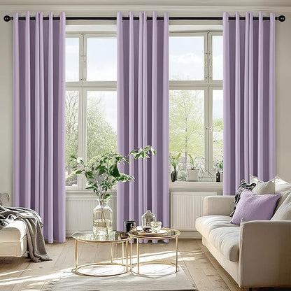 MIULEE Lilac Blackout Curtains for Bedroom Living Room 72 Inches Long 2 Panels, Thermal Insulated Room Darkening Drapes Solid Grommet Noise Reduction Light Blocking Window Treatments 40x72 Inch