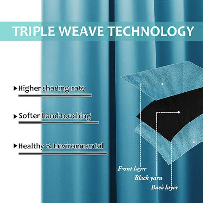 NICETOWN 100% Blackout Short Curtains with Black Liners, 2 Panels, 37" W by 63" L, Teal Blue, Solid Thermal Insulated Full Blackout 2-Layer Lined Drapes, Energy Efficiency Window Draperies for Bedroom