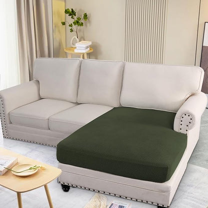 H.VERSAILTEX Super Stretch Individual Chaise Cover Sectional Couch Covers for L Shaped Sofa Both Left/Right Featuring Thick Jacquard Textured Twill Fabric (1 Piece Chaise Cover, Olive)