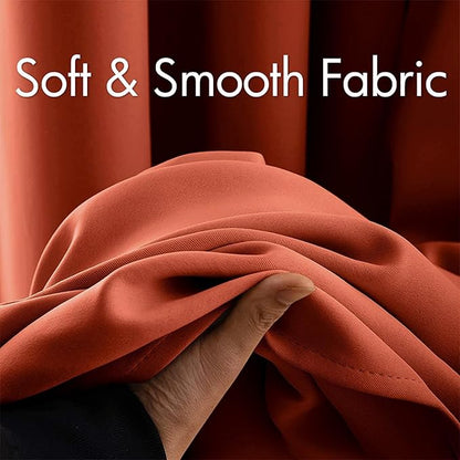 MIULEE Blackout Curtains for Fall Bedroom Living Room Thermal Insulated Room Darkening Grommet Top Solid Light Blocking Drapery Set of 2 Window Panels 52 x 90 Inches Burnt Orange