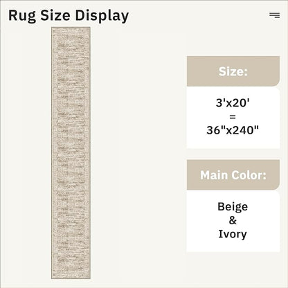 3x20 Hallway Runner Rug - Extra Long Carpet Runners for Hallways 20ft Non Slip Stain Resistant Rugs Runner for Living Room Bedroom 20 Feet Floor Carpet for Kitchen, Brown