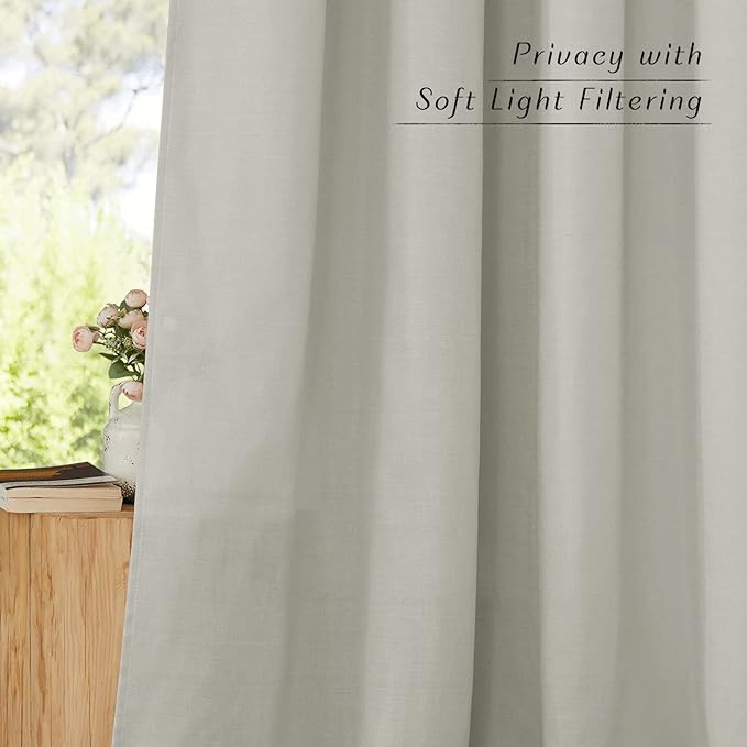 NICETOWN Linen 78 inch Curtains for Kitchen Window, Grommet Thick Flax Linen Gray Small Window Treatments Privacy Assured with Light Filtering for Cafe/Kids Room, W68 x L78, 2 Panels