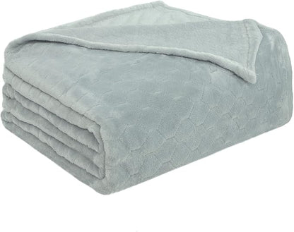 TOONOW Fleece Blanket Textured Fuzzy Plush Throw Blanket Twin Size 60" x 80", Super Soft Fluffy Bed Blanket Geometric Pattern Comfy Microfiber Flannel Blankets for Couch, Bed, Sofa, Mirage Gray