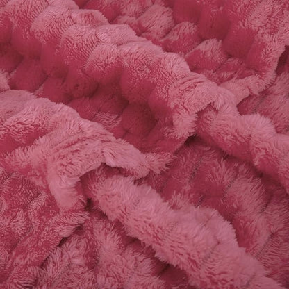 Rose Pink Throw Blanket 50"×60" inches Gifts for Mom Fuzzy 3D Jacquard Decorative Flannel Fleece Super Soft Plush Cozy Blanket for Couch Sofa Chair Lightweight
