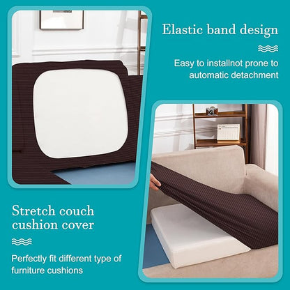 14 Pcs Stretch Patio Cushion Covers,for Outdoor Couch Covers Replacement,Patio Slipcovers Couch Cover,Washable Furniture (Coffee,Only)
