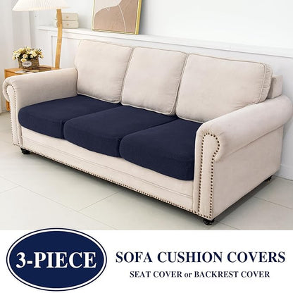 Couch Cushion Covers Seat Cushion Cover Stretch Couch Cover Separate Sectional Sofa Slipcovers Furniture Protector(3 Pieces for Seat or Sofa Backrest, Navy)