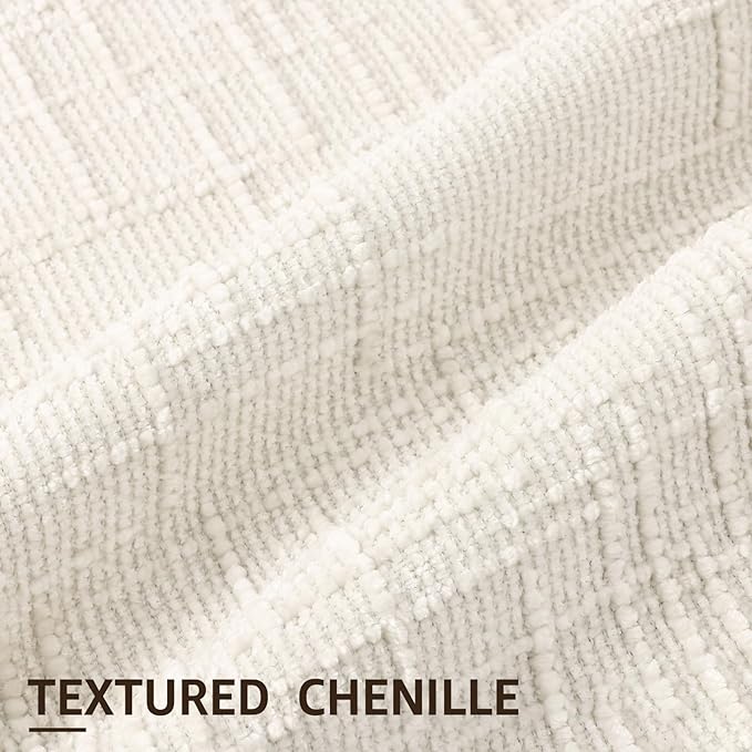 decorUhome Summer Cream White Chenille Throw Pillow Covers 16x16 Set of 2 Textured Soft Cozy Slubby Couch Pillow Covers Modern Farmhouse Boho Decorative Pillow Cases for Bed Sofa Living Room