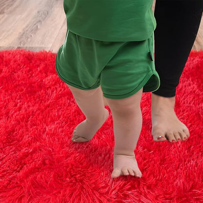 Soft Runner Rugs for Bedroom Hallways, 2x6 Red Fluffy Shag Throw Area Rug Non Slip for Bedside Dorm, Long Shaggy Furry Carpet for Nursery Living Room
