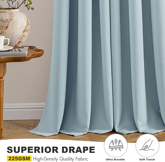 MIULEE Slate Blue Blackout Curtains for Bedroom Living Room 54 Inches Long 2 Panels, Thermal Insulated Room Darkening Drapes Solid Grommet Noise Reduction Light Blocking Window Treatments 40x54 Inch