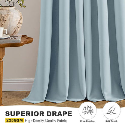 MIULEE Slate Blue Blackout Curtains for Bedroom Living Room 54 Inches Long 2 Panels, Thermal Insulated Room Darkening Drapes Solid Grommet Noise Reduction Light Blocking Window Treatments 40x54 Inch
