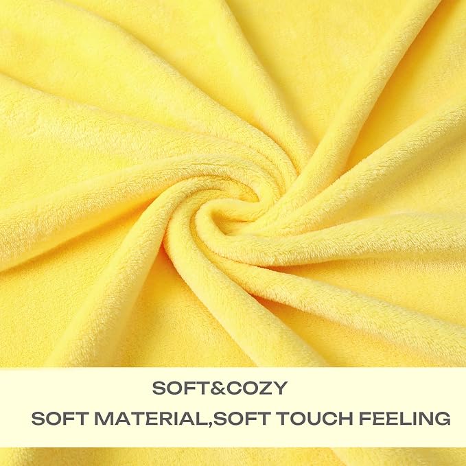 JIAHANNHA Fleece Blanket Queen Size Yellow 90 by 90 Inches Throw Blankets for Bed Sofa Couch 280GSM,Super Soft Cozy and Luxury Bed Blanket for All Season