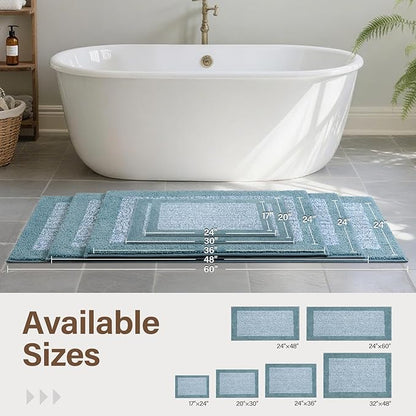 48x32 Large Bathroom Rugs Washable Non Slip, Dusty Blue Bath Mat for Bathroom Floor Tub, Soft Absorbent Quick Dry Mats for Shower, Bathtub,Home Decor