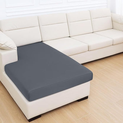 hyha Milk Silk Couch Cushion Covers for Sectional Sofa, Soft Sectional Sofa Couch Covers L Shape Washable, Outdoor Cushion Covers for Patio Furniture with Elastic Bottom(Chaise, Dark Gray)