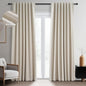 Topfinel 94 Inches Long Tan Colored Custom Blackout Linen Curtains, Internet Famous Beige Pleated Noise Cancelling Curtains with Pin Hooks for Traverse, Flax Linen Viral Drapes 2 Panels for Bedroom