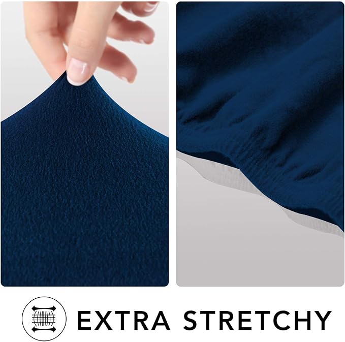 PureFit Super Stretch Sofa Slipcover – Spandex Non Slip Soft Couch Sofa Cover, Washable Furniture Protector with Non Skid Foam and Elastic Bottom for Kids, Pets （Sofa, Navy）