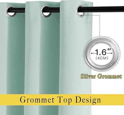 NICETOWN Blackout Curtains and Drapes for Window 95" L - Triple Weave Energy Saving Thermal Insulated Solid Grommet Blackout Panels for Patio (80" Wide per Panel, 2 Panels, Aqua Blue)