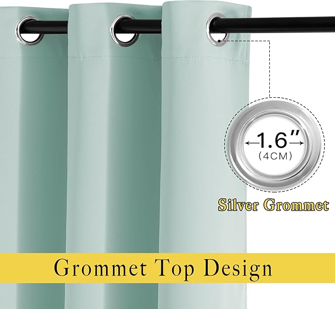 NICETOWN Aqua Blue Curtains 96 inches Long, Grommet Thermal Insulated Blackout Curtains Privacy Window Treatments for Boys Room/Living Room, W46 x L96, 2 Panels