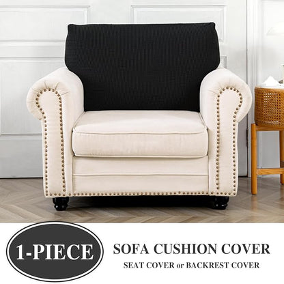 Couch Cushion Cover Seat Cushion Cover Stretch Armchair Cover Separate Sectional Sofa Slipcovers Furniture Protector(1 Piece for Seat or Sofa Backrest, Black)