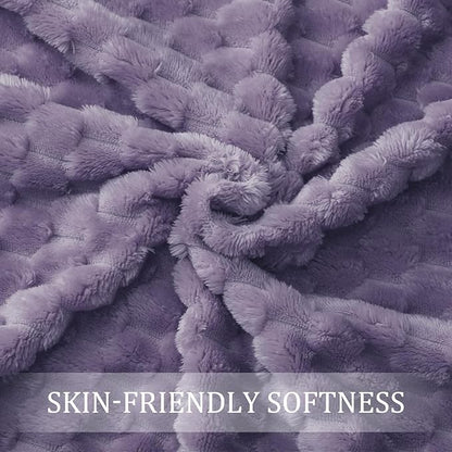 Exclusivo Mezcla Fleece Twin Blanket for Bed, Extra Large Fuzzy Grayish Purple Bed Blankets, Soft Cozy Plush Sofa Throws for All Seasons, 90x66 Inches