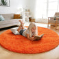Orange Fluffy Round Rug,Soft Area Rugs for Girls Room,Shaggy Rugs 3'X3' for Living Room,Non Slip Circle Rug for Kids Bedroom,Shag Plush Nursery Carpets,Fuzzy Plush Rug for Dorm,Cute Room Decor Carpet